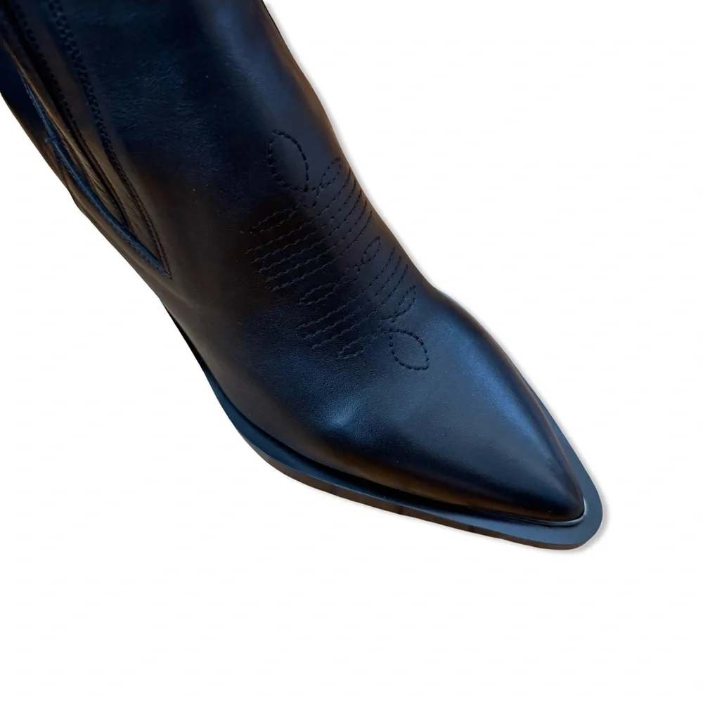 THE KOOPLES Wedge-Heel Leather Ankle Boots Black shoes booties 41 10